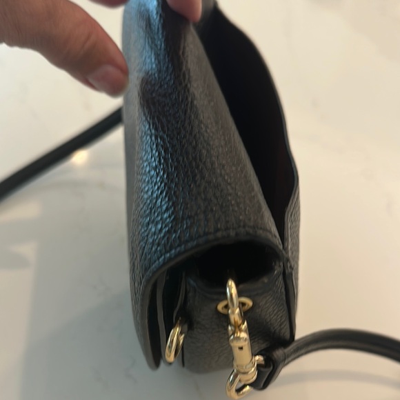 Coach “Ellen”Black Leather Crossbody Bag with Gold Accents - Picture 6 of 13
